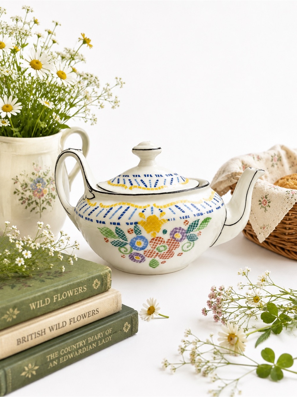 Vintage Phoenix China Czechoslovakia Mini Teapot Art Deco Floral Porcelain